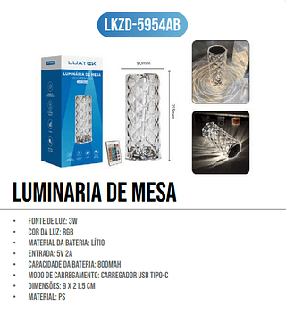 LUMINARIA DE MESA LUATEK