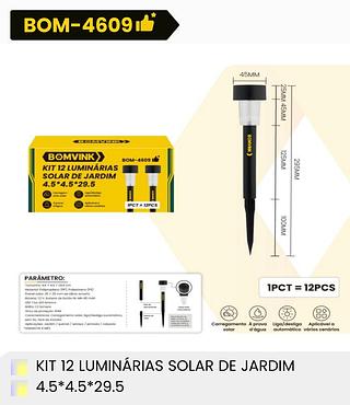 KIT 12 LUMINARIAS SOLAR DE JARDIM 4.5*4.5*29.5 BOMVINK