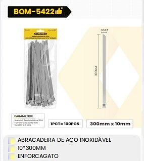 ABRACADEIRA DE AÇO INOXIDÁVEL ENFORCAGATO 10*300MM BOMVINK