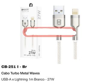 CABO TURBO METAL WAVES USB-A*LIGHTNING 1M 27W HREBOS
