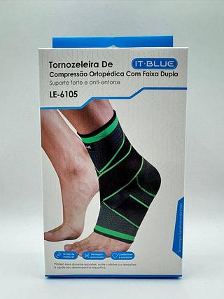 TORNOZELEIRA DE COMPRESSAO ORTOPEDICA COM FAIXA DUPLA IT-BLUE