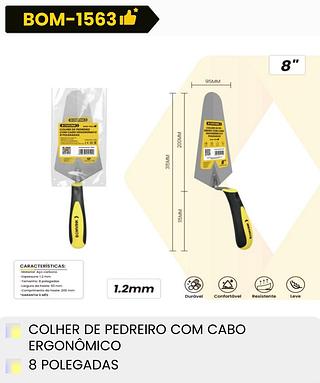 COLHER DE PEDREIRO COM CABO ERGONOMOCO 8'' BOMVINK