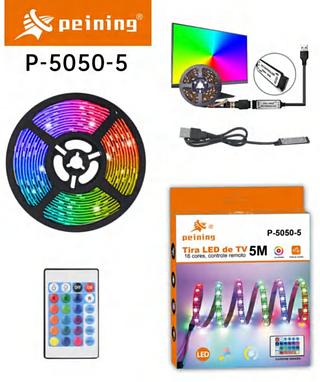 TIRA LED DE TV 16 CORES.CONTROLE REMOTO 5M PEINING