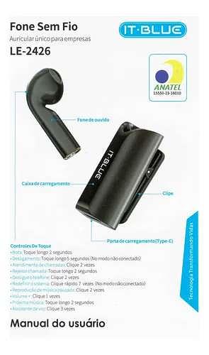 FONE DE OUVIDO SEM FIO ESTEREO BT 5.3 WIRELESS IT-BLUE