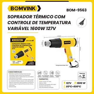 SOPRADOR TERMICO COM CONTROLE DE TEMPERATURA VARIAVE 1600W 127V BOMVINK
