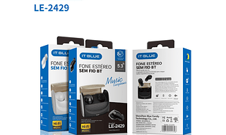 FONE DE OUVIDO SEM FIO ESTEREO BT 5.3 WIRELESS IT-BLUE