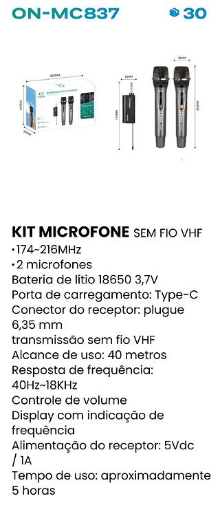 KIT MICROFONE SEM FIO DUPLO RECARREGAVEL ONISTEK