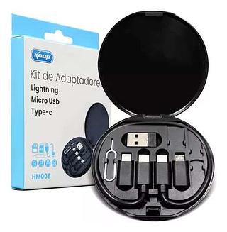 KIT DE ADAPTADORES LIGHTNING, MICRO USB, TYPE-C KNUP