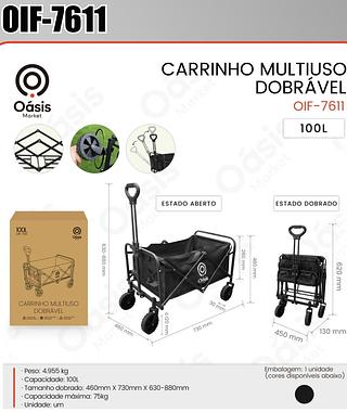 CARRINHO MULTIUSO DOBRÁVEL 100L OÁSIS MARKET
