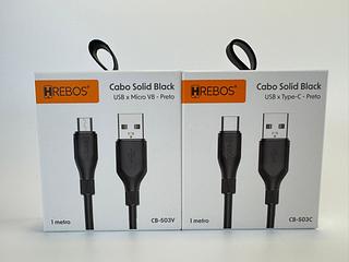 CABO SOLID BLACK USB X MICRO V8 X TYPE-C - 1M HREBOS