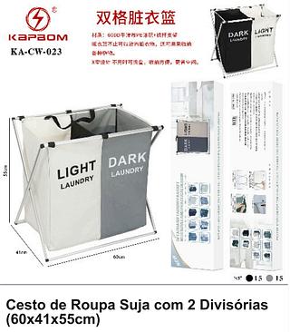 CESTO DE ROUPA SUJA COM 2DIVISORIAS (60*41*55CM) KAPBOM