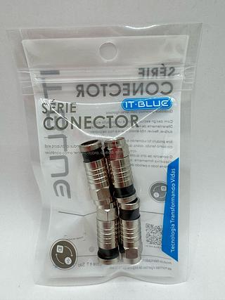 KIT COM 4 CONECTOR COAXIAL PRESSÃO RG6 TV CABO IT-BLUE
