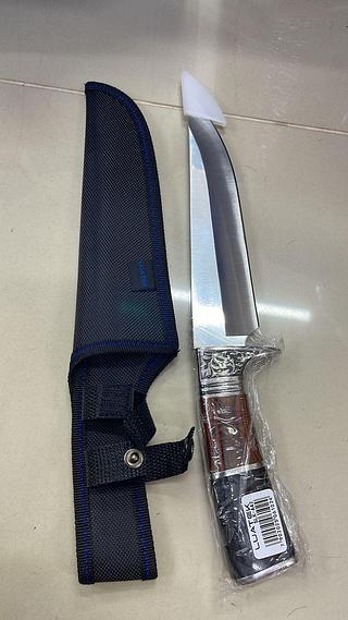 FACA CHURRASCO PROFISSIONAL LUXUOSA CORTE FINO E BAINHA/MARROM LUATEK