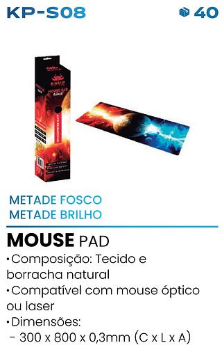 MOUSE PAD GAMER ALTO DESEMPENHO KNUP