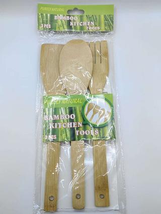 KIT DE BAMBOO KITCHEN TOOLS 3 PEÇAS NAVY+HOME