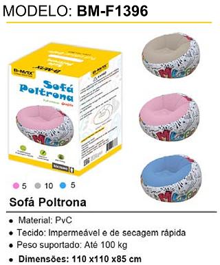 SOFÁ POLTRONA PUFF INFLAVEL GRAFITE B-MAX