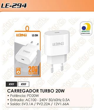 FONTE DE CARREGADOR TURBO PD3.0 20W MAX LELONG