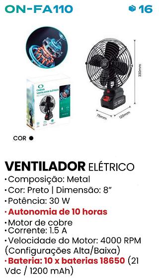 VENTILADOR ELETRICO RECARREGAVEL ONISTEK