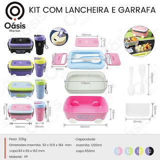 KIT COM LANCHEIRA E GARRAFA OÁSIS MARKET
