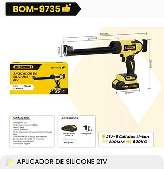 APLICADOR DE SILICONE 21V BOMVINK