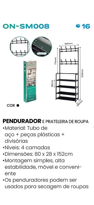 PENDURADOR & PRATELEIRA DE ROUPAS ONISTEK