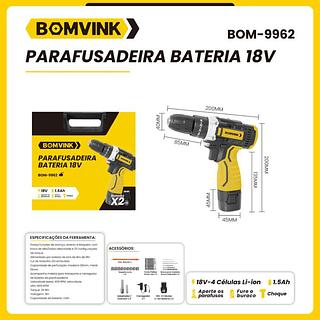 PARAFUSADEIRA BATERIA 18V BOMVINK