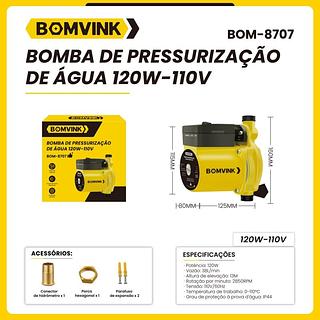 BOMBA DE PRESSURIZAÇÃO DE AGUA 120W-110V BOMVINK