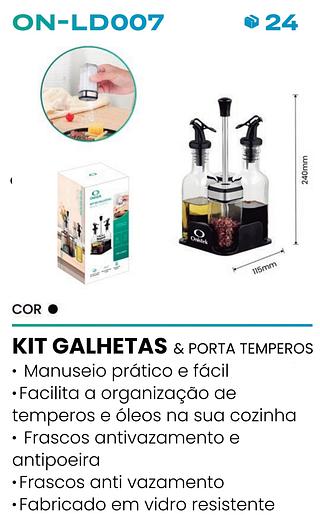 KIT DE GALHETAS & PORTA-TEMPEROS ONISTEK