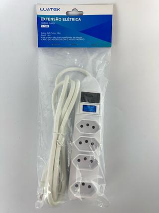EXTENSAO ELETRICA COBRE PURO DE 4 TOMADAS 1.5M LUATEK