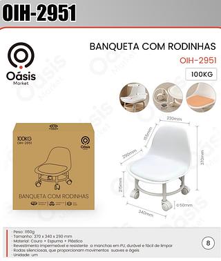 BANQUETA COM RODINHAS 100KG OÁSIS MARKET