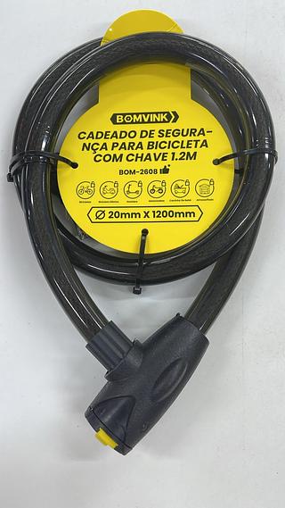 CADEADO DE SEGURANÇA PARA BICICLETA COM CHAVE 1.2M BOMVINK
