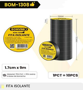 FITA ISOLANTE 1.7CMX9M BOMVINK