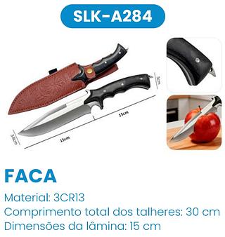 FACA DE CAÇA DE AÇO COM CAMO BAINHA DE COURO LUATEK
