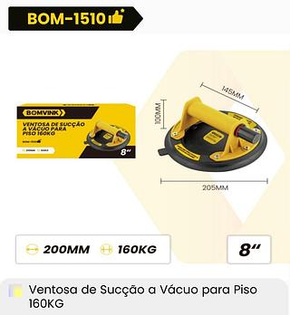 VENTOSA DE SUCÇÃO Á VÁCUO PRA PISO COM MALETA PROFISSIONAL 8'' BOMVINK
