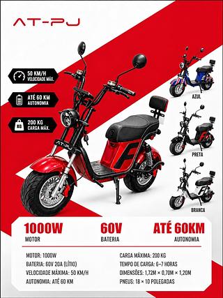 SCOOTER ELÉTRICA MODELO PLUG AND MOVE DAKAR 1000W AT-PJ