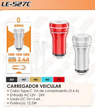 FONTE VEICULAR TYPE-C 3.4A 2USB IT BLUE