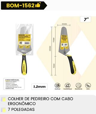 COLHER DE PEDREIRO COM CABO ERGONOMOCO 7'' BOMVINK