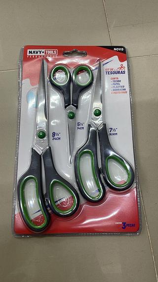 KIT DE TESOURAS 3 UNIDADES METAL E PLASTICO NAVY+TOOLS