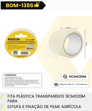 FITA PLASTICA TRANSPARENTE 6CMX20M PARA ESTUFA E FIXACAO DE FILME AGRICOLA
