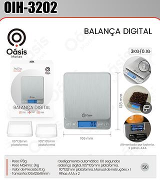 BALANÇA DIGITAL 3KG/0.1G OÁSIS MARKET