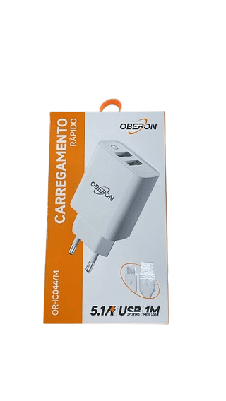 CARREGADOR RAPIDO 5.1A USB 2 PORTAS 1M PD OBERON