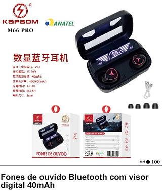 FONES DE OUVIDO BLUETOOTH COM VISOR DIGITAL V5.3 KAPBOM