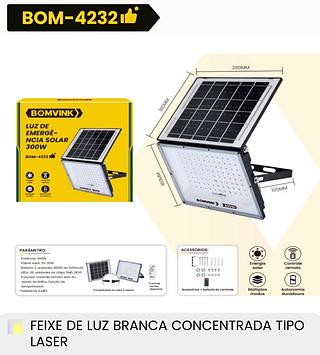 LUZ DE EMERGÊNCIA SOLAR 300W BOMVINK