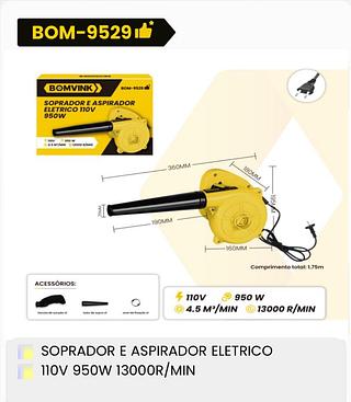 SOPRADOR ELETRICO 4.5M3/MIN 950W BOMDER