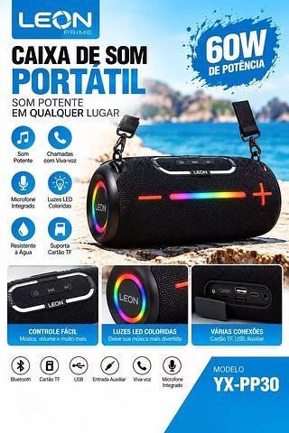 CAIXA DE SOM PORTATIL 30W IPX6 LEON PRIME