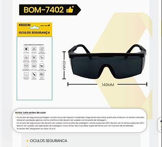 OCULOS PARA SEGURANÇA DO TRABALHO BOMDER