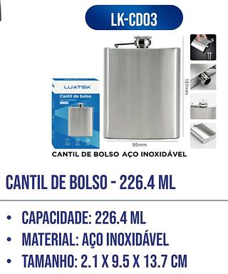 CANTIL DE BOLSO AÇO INOXIDAVEL LUATEK