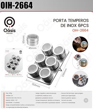 PORTA TEMPERO DE INOX 16PCS OÁSIS MARKET