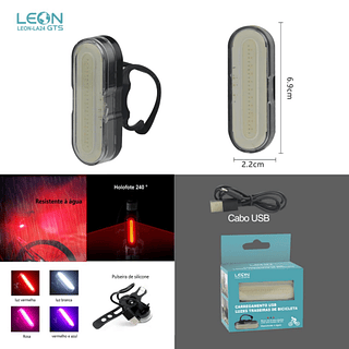 SINALIZADOR LUZES TRASSEIRAS USB BICICLETA LEON GTS(NAO ESTADO)