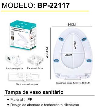 CAPA DE ASSENTO DE VASO SANITARIO BTOP